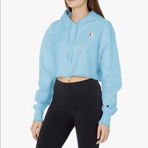 Blue champion cropped hoodie